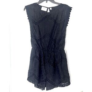 ANTHRO ELEVENSES BLACK LACE ROMPER XS BOHO FESTIVAL CROCHET